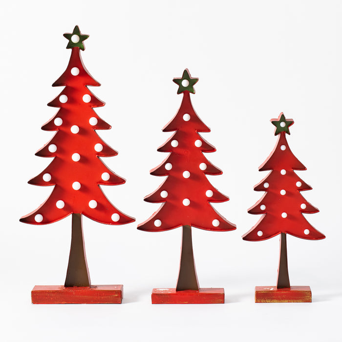 Medium Red Metal Tree on Base