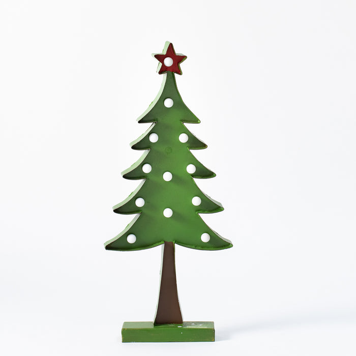 Medium Green Metal Tree on Base