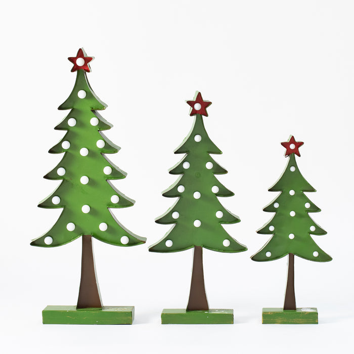 Medium Green Metal Tree on Base