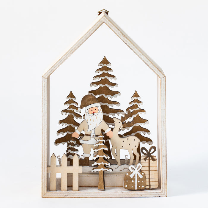 Large Wooden House with Santa