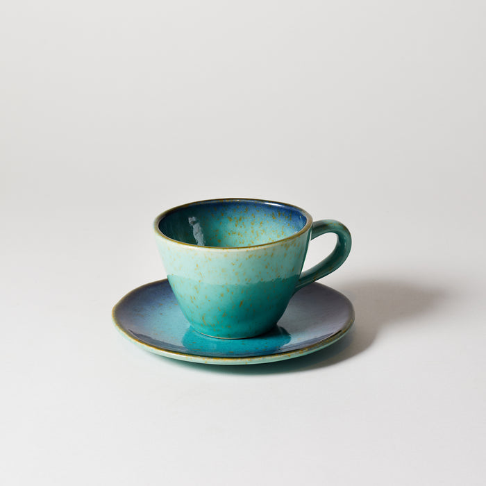 Tea Cup and Saucer - Aqua