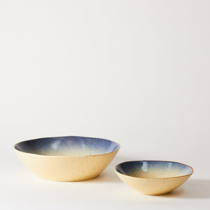 Small Shallow Bowl - Ivory /Blue