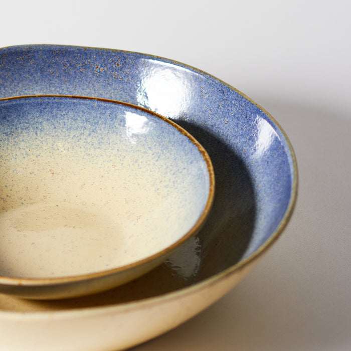 Small Shallow Bowl - Ivory /Blue