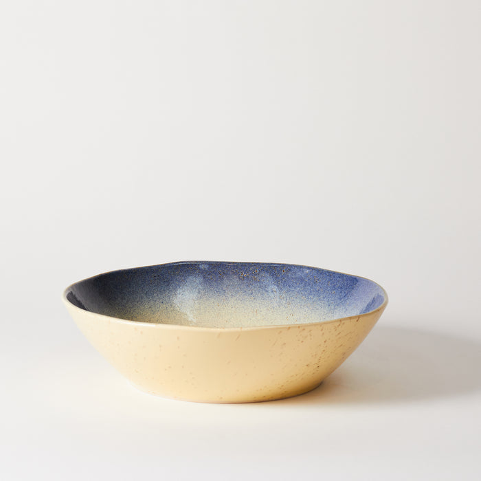 Large Shallow Bowl - Ivory /Blue