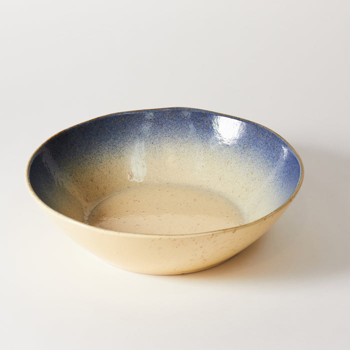 Large Shallow Bowl - Ivory /Blue