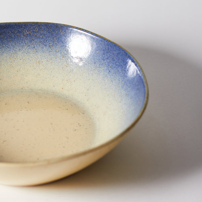 Large Shallow Bowl - Ivory /Blue