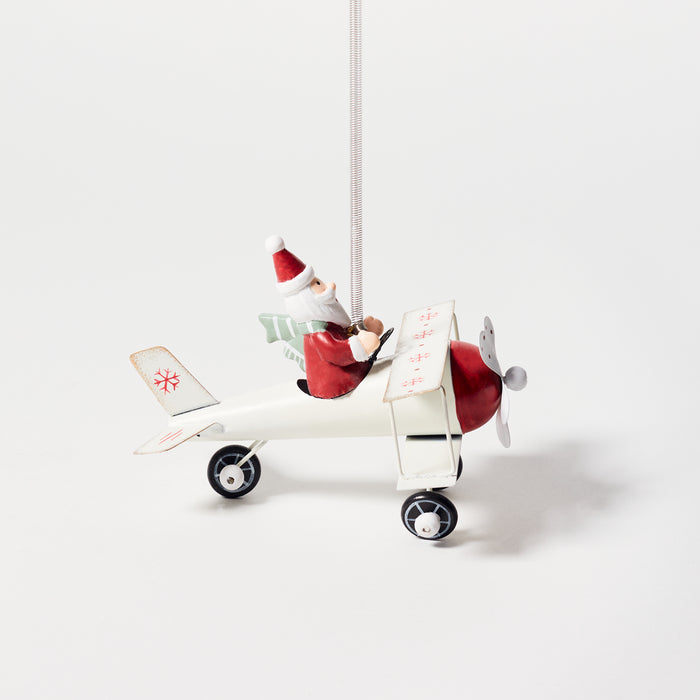 Metal Plane Hanger with Santa