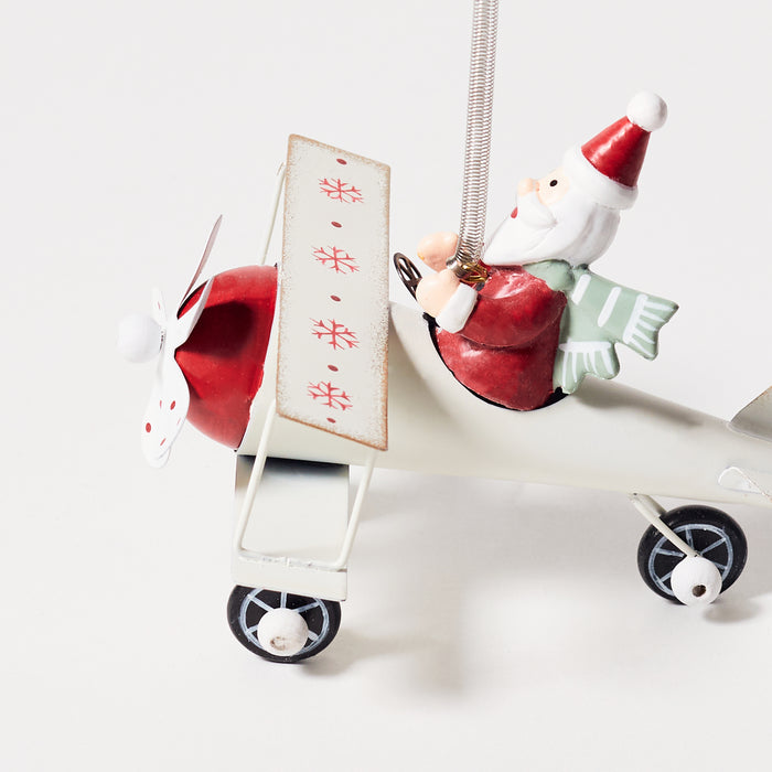 Metal Plane Hanger with Santa