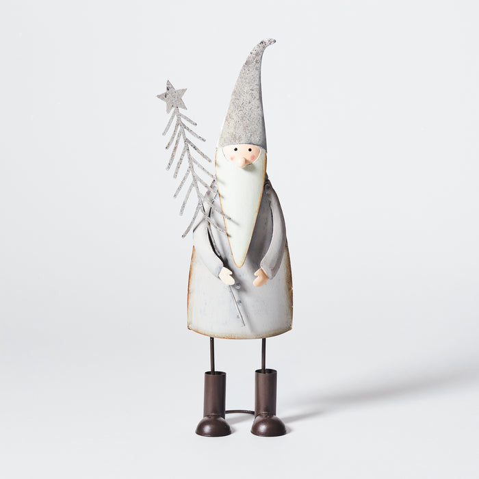 Lg Standing Silver Santa with Star