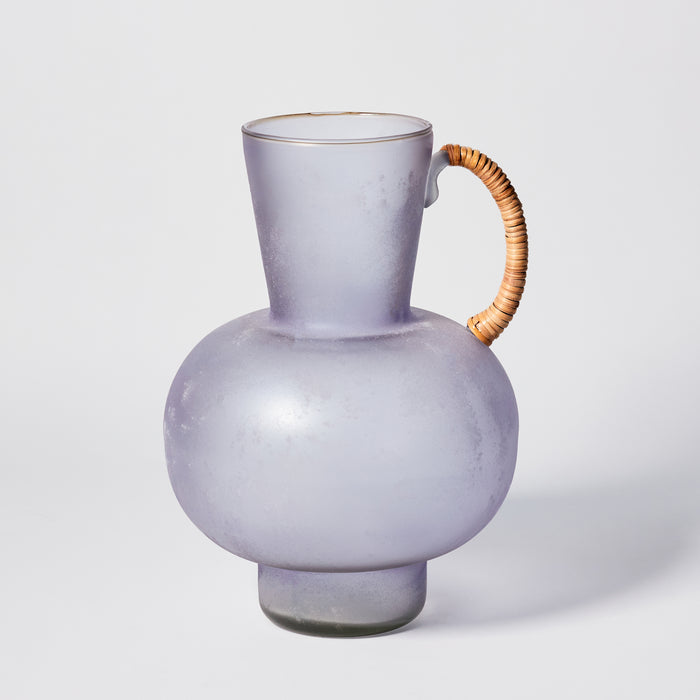 Lg Rattan & Glass Pitcher - Violet