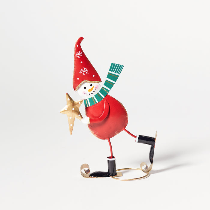 Small Metal Skiing Snowman