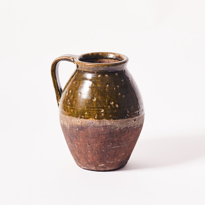 Small Handled Vase - Dark Green