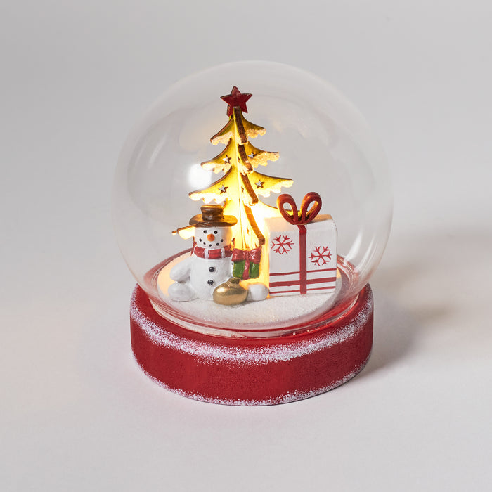 Glass Dome with Lights and Snowman