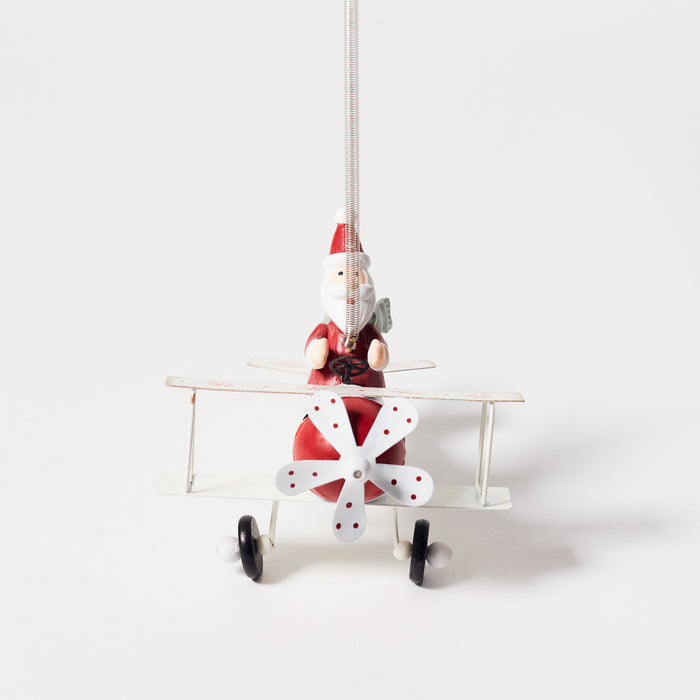 Metal Plane Hanger with Santa