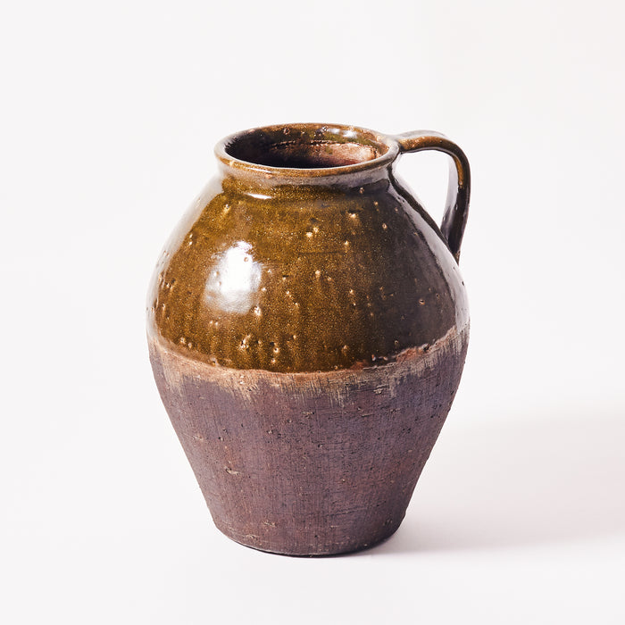 Large Handled Vase - Dark Green