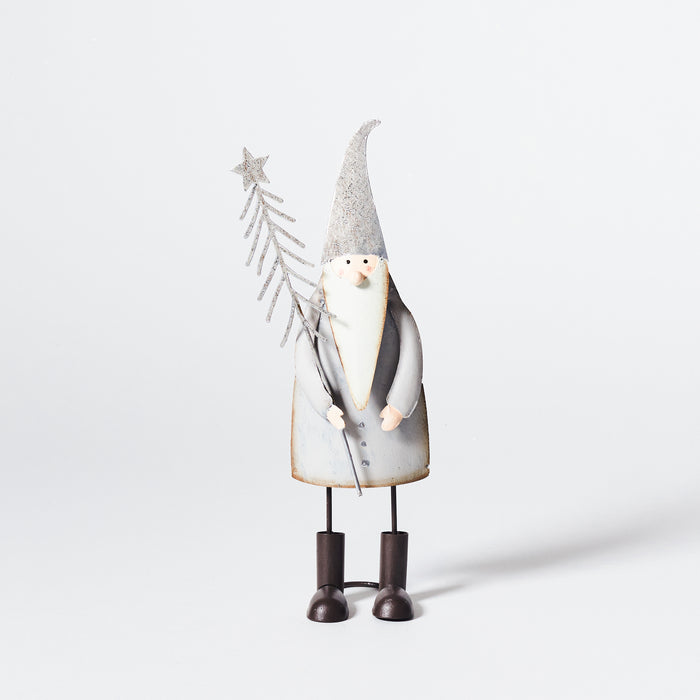 Sm Standing Silver Santa with Star