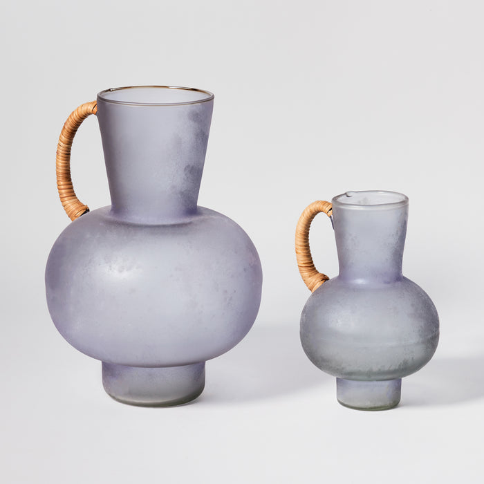 Sm Rattan & Glass Pitcher - Violet