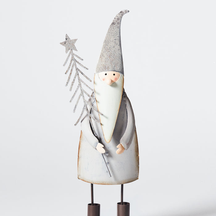 Lg Standing Silver Santa with Star