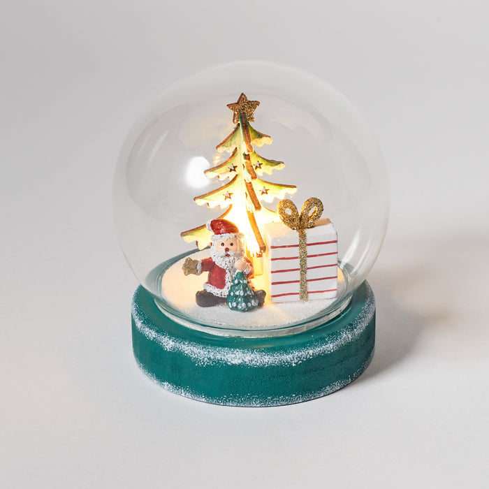 Glass Dome with Lights and Santa