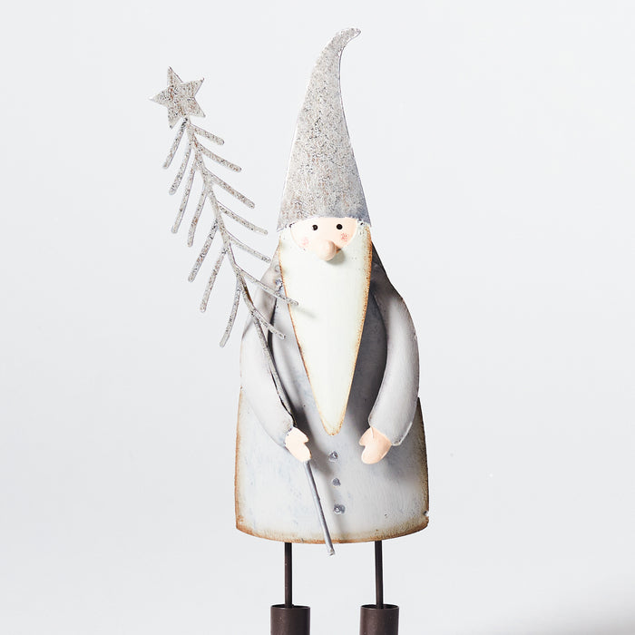 Sm Standing Silver Santa with Star