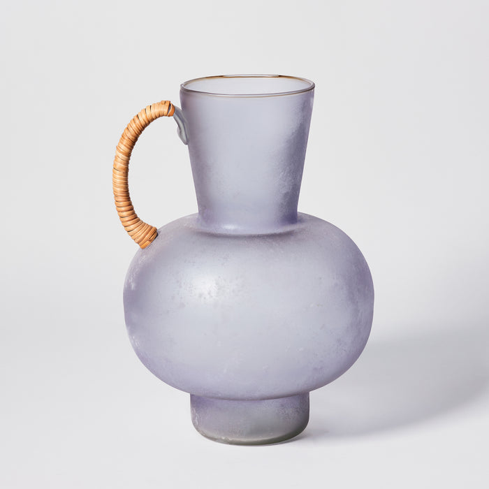 Lg Rattan & Glass Pitcher - Violet