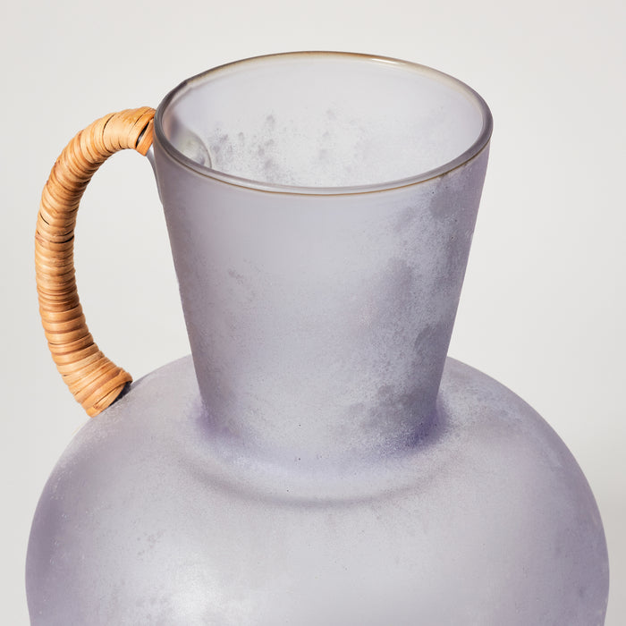 Lg Rattan & Glass Pitcher - Violet