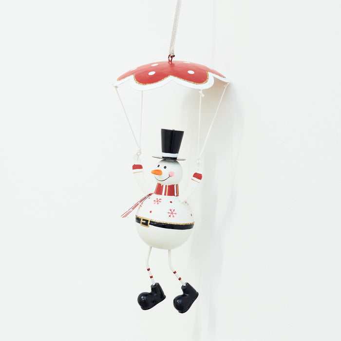 Metal Parachute Hanger with Snowman