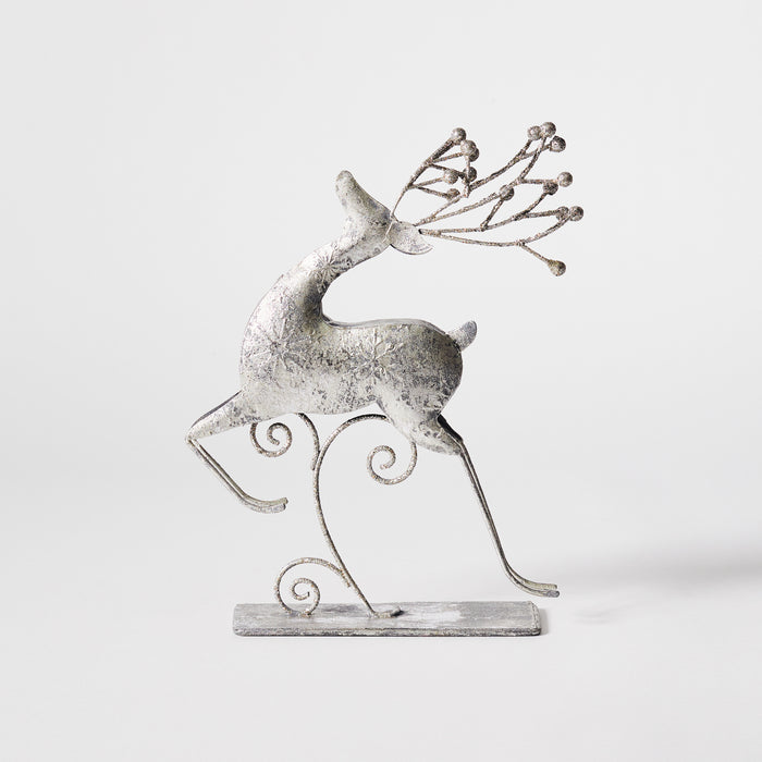 Small Prancing Reindeer on Plinth